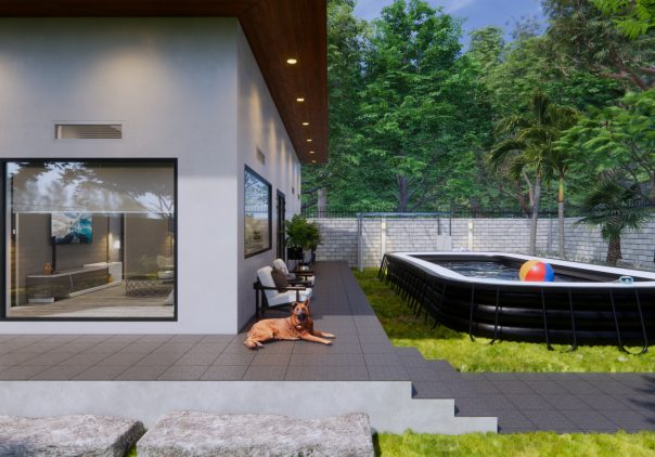 Nhà khung thép sân vườn vĩnh cửu