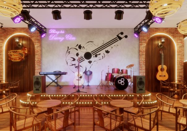 Thiết kế nội thất phòng trà dương cầm